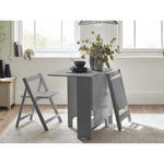 Gatan Small Gateleg Table With 2 Chairs - Grey - Rogey