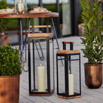 Grace Tall Lantern in Acacia Wood and Black H52cm W15cm - Rogey