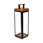 Grace Tall Lantern in Acacia Wood and Black H52cm W15cm - Rogey