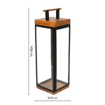 Grace Tall Lantern in Acacia Wood and Black H58cm W20cm - Rogey