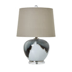 Grey Glass Table Lamp With Linen Shade - Rogey