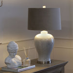 Hadley Ceramic Table Lamp With Natural Shade - Rogey