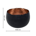 Hammered Bowl Black/Copper 30Cm - Rogey