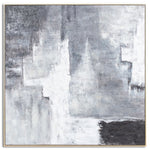 Hand Painted Black And White Layered Abstract Painting - Rogey