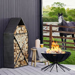 House Sculptural Log Storage Natural Black H125cm W70cm - Rogey