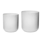 Hudson White Corrugated Planters Set of Two H37cm D37cm - Rogey