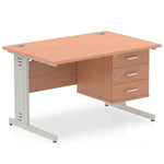 Impulse 1200mm Cable Managed Straight Desk With Fixed Pedestal - Rogey