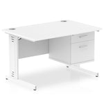 Impulse 1200mm Cable Managed Straight Desk With Fixed Pedestal - Rogey