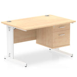 Impulse 1200mm Cable Managed Straight Desk With Fixed Pedestal - Rogey