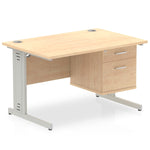 Impulse 1200mm Cable Managed Straight Desk With Fixed Pedestal - Rogey