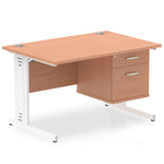 Impulse 1200mm Cable Managed Straight Desk With Fixed Pedestal - Rogey