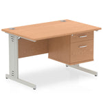 Impulse 1200mm Cable Managed Straight Desk With Fixed Pedestal - Rogey