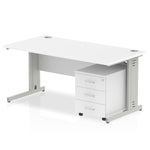 Impulse 1200mm Cable Managed Straight Desk With Mobile Pedestal - Rogey