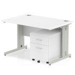 Impulse 1200mm Cable Managed Straight Desk With Mobile Pedestal - Rogey