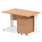 Impulse 1200mm Cable Managed Straight Desk With Mobile Pedestal - Rogey