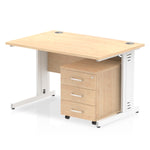 Impulse 1200mm Cable Managed Straight Desk With Mobile Pedestal - Rogey