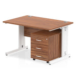 Impulse 1200mm Cable Managed Straight Desk With Mobile Pedestal - Rogey