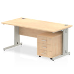 Impulse 1200mm Cable Managed Straight Desk With Mobile Pedestal - Rogey