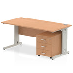 Impulse 1200mm Cable Managed Straight Desk With Mobile Pedestal - Rogey