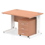 Impulse 1200mm Cable Managed Straight Desk With Mobile Pedestal - Rogey