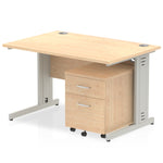 Impulse 1200mm Cable Managed Straight Desk With Mobile Pedestal - Rogey