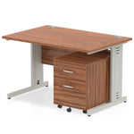 Impulse 1200mm Cable Managed Straight Desk With Mobile Pedestal - Rogey