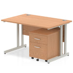 Impulse 1200mm Cantilever Straight Desk With Mobile Pedestal - Rogey