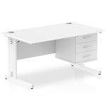 Impulse 1400mm Cable Managed Straight Desk With Fixed Pedestal - Rogey