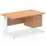 Impulse 1400mm Cable Managed Straight Desk With Fixed Pedestal - Rogey