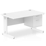 Impulse 1400mm Cable Managed Straight Desk With Fixed Pedestal - Rogey