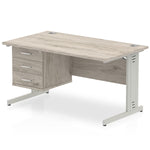 Impulse 1400mm Cable Managed Straight Desk With Fixed Pedestal - Rogey