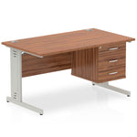 Impulse 1400mm Cable Managed Straight Desk With Fixed Pedestal - Rogey