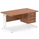 Impulse 1400mm Cable Managed Straight Desk With Fixed Pedestal - Rogey