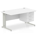 Impulse 1400mm Cable Managed Straight Desk With Fixed Pedestal - Rogey