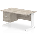 Impulse 1400mm Cable Managed Straight Desk With Fixed Pedestal - Rogey