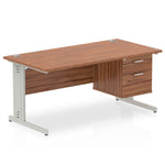 Impulse 1400mm Cable Managed Straight Desk With Fixed Pedestal - Rogey