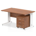 Impulse 1400mm Cable Managed Straight Desk With Mobile Pedestal - Rogey