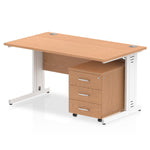 Impulse 1400mm Cable Managed Straight Desk With Mobile Pedestal - Rogey