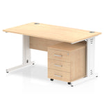 Impulse 1400mm Cable Managed Straight Desk With Mobile Pedestal - Rogey