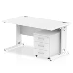 Impulse 1400mm Cable Managed Straight Desk With Mobile Pedestal - Rogey