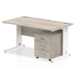 Impulse 1400mm Cable Managed Straight Desk With Mobile Pedestal - Rogey