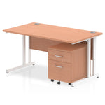 Impulse 1400mm Cantilever Straight Desk With Mobile Pedestal - Rogey