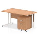 Impulse 1400mm Cantilever Straight Desk With Mobile Pedestal - Rogey