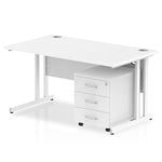 Impulse 1400mm Cantilever Straight Desk With Mobile Pedestal - Rogey