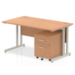 Impulse 1400mm Cantilever Straight Desk With Mobile Pedestal - Rogey