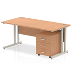 Impulse 1400mm Cantilever Straight Desk With Mobile Pedestal - Rogey