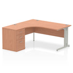 Impulse 1600mm Cable Managed Left Crescent Desk Workstation - Rogey