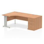 Impulse 1600mm Cable Managed Left Crescent Desk Workstation - Rogey