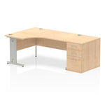 Impulse 1600mm Cable Managed Left Crescent Desk Workstation - Rogey