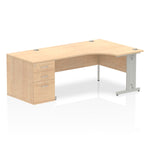 Impulse 1600mm Cable Managed Right Crescent Desk Workstation - Rogey